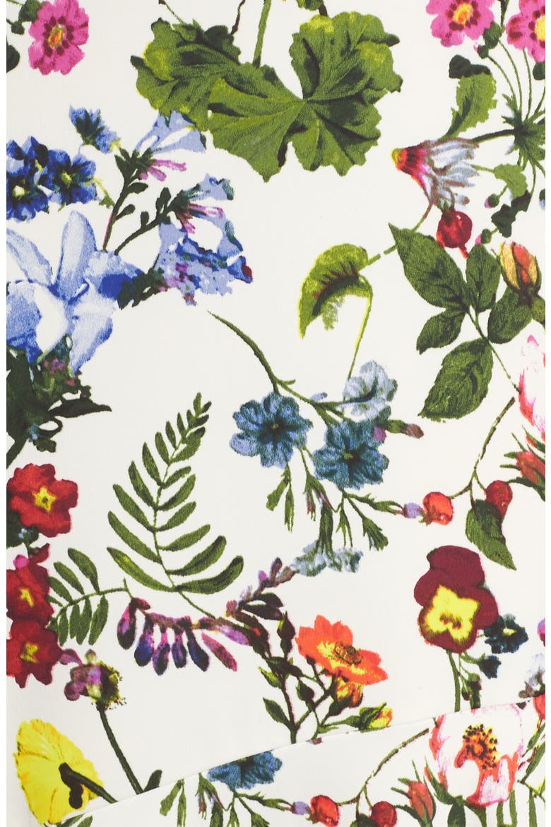Botanical Print Charmeuse Midi Dress, Alternate, color, SOFT WHITE/ MULTI