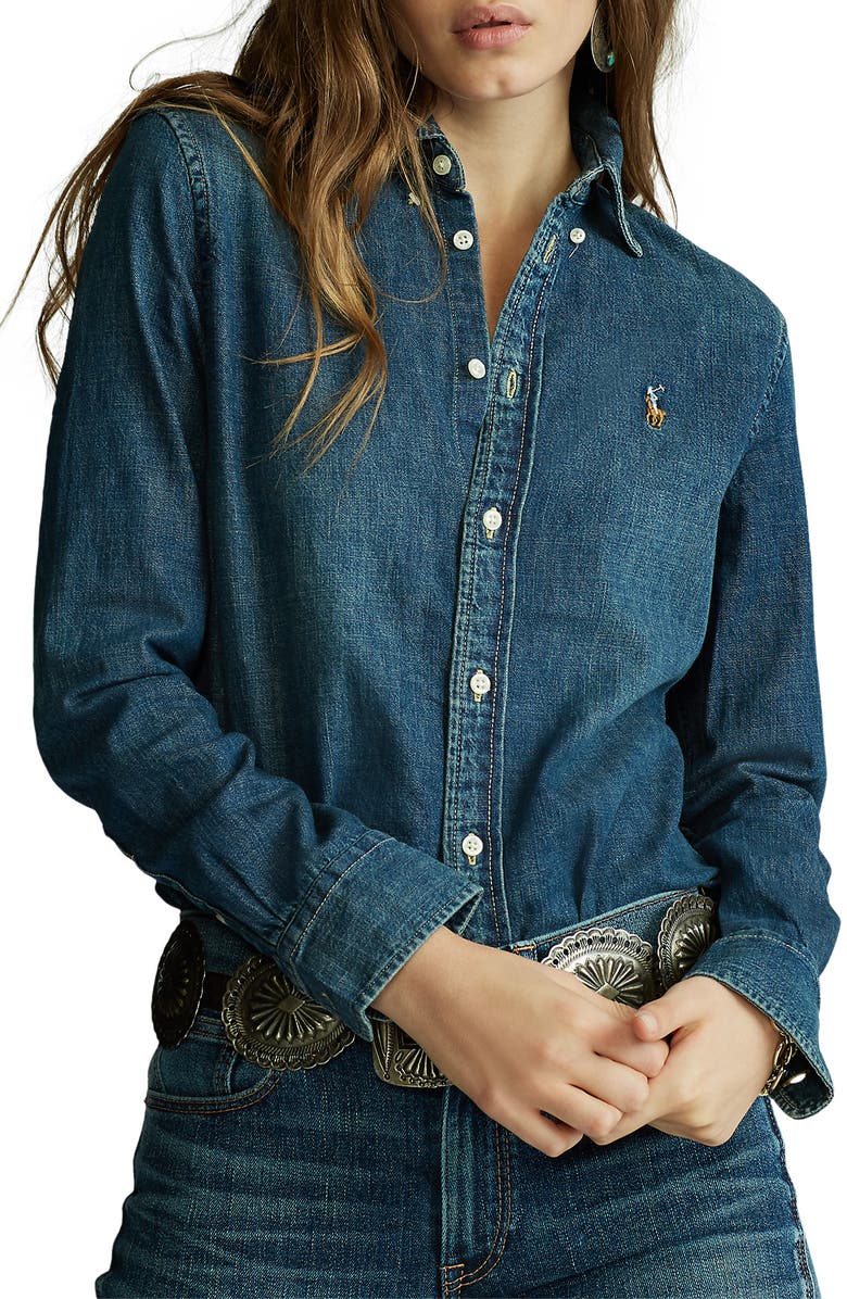 Polo Ralph Lauren Denim Button-Down Shirt, Main, color, 