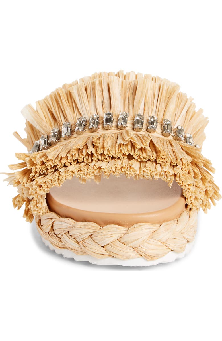 Prada Embellished Raffia Slide Sandal, Alternate, color,