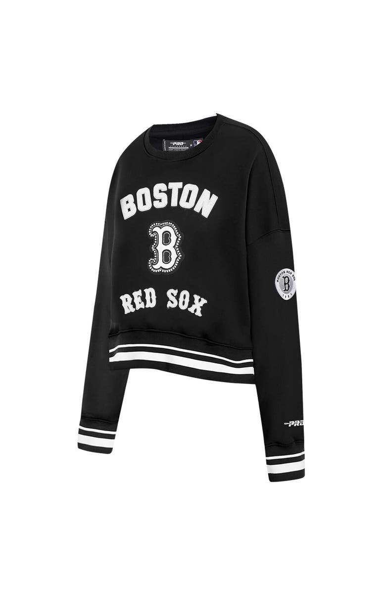 PRO STANDARD Women's Pro Standard Black Boston Red Sox Pearl Cropped Pullover Sweatshirt, Alternate, color, 