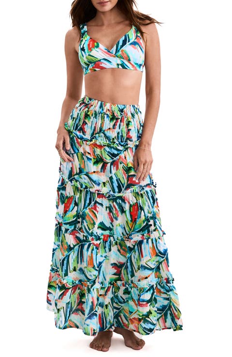 Reef Print Convertible Maxi Skirt