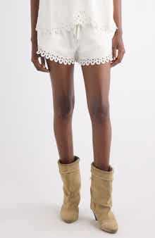 Balyme Eyelet Detail Cotton Drawstring Shorts