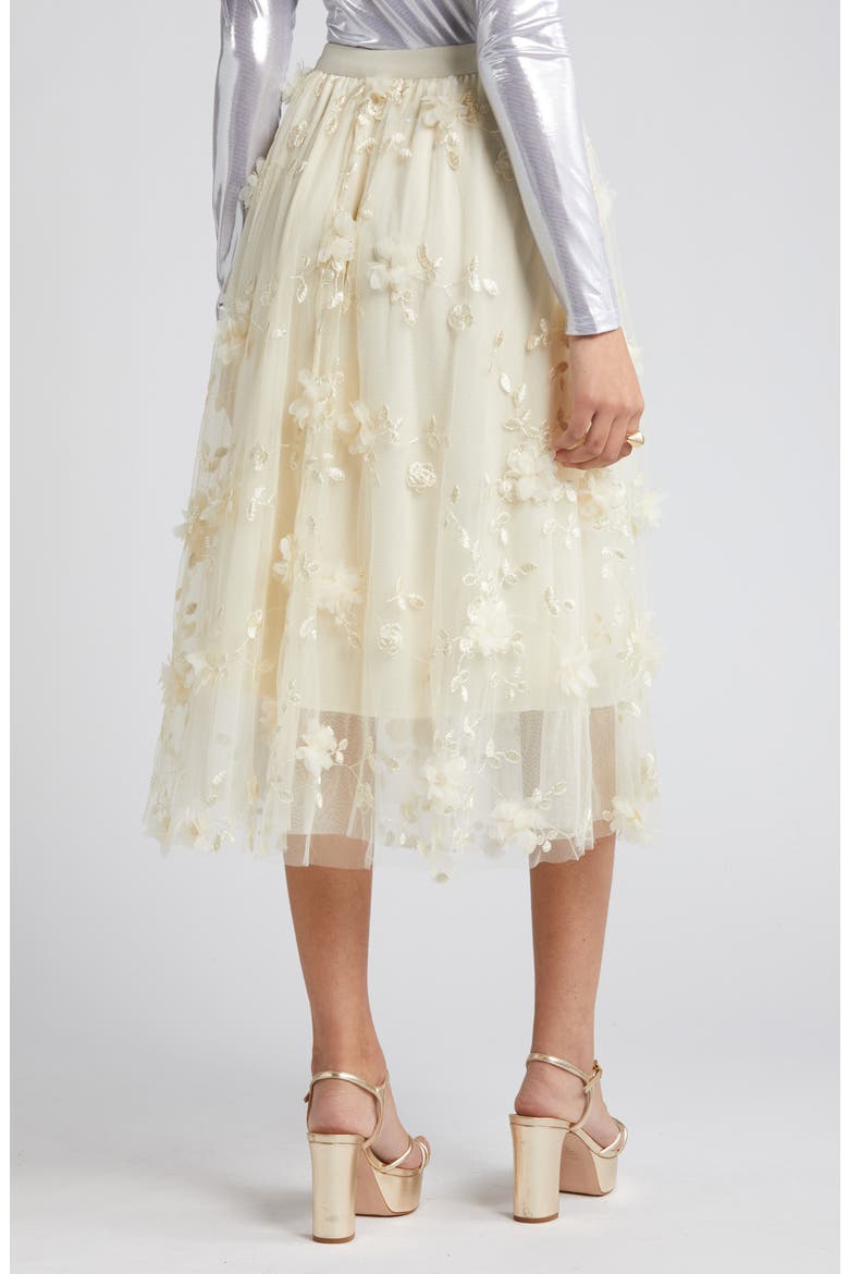 Audra Floral Appliqué Chiffon Maxi Skirt, Alternate, color, CREAM