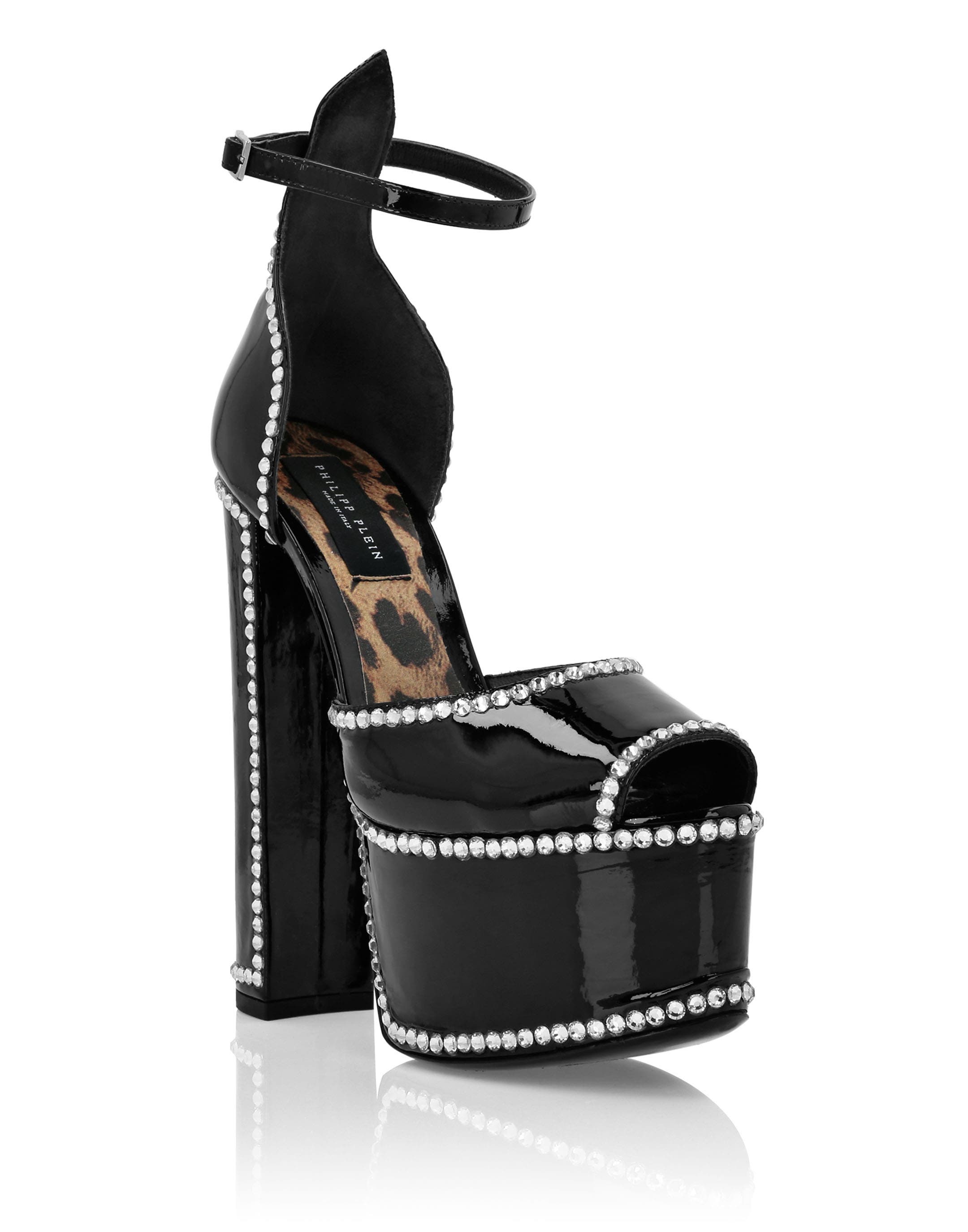 Patent Leather Platform Sandals Hi-Heels Women, Main, color, black