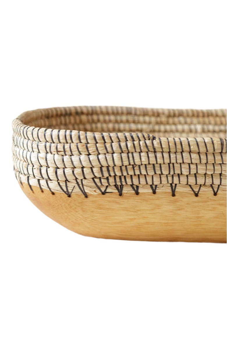 indego africa Copabu Wood + Raffia Rectangle Tray, Alternate, color, Natural
