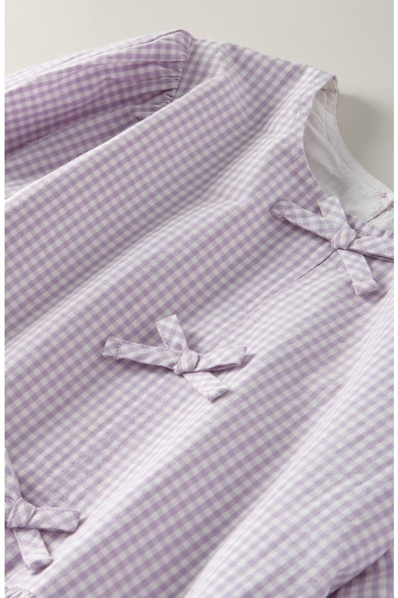 Kids' Bow Front Peplum Top, Alternate, color, PURPLE SECRET GINGHAM
