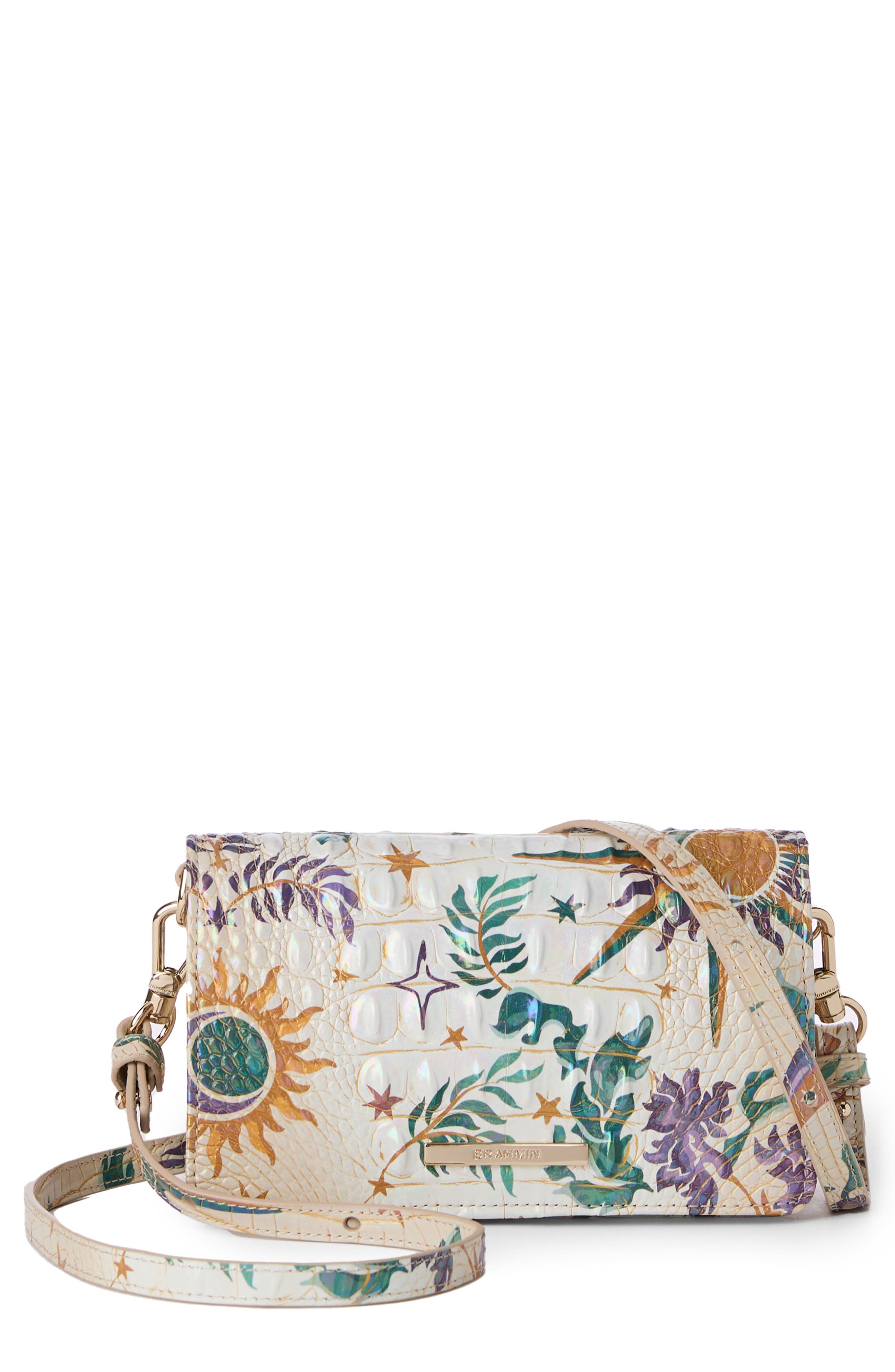 Brahmin Minuette Croc Embossed Printed Leather Crossbody Bag, Main, color, 