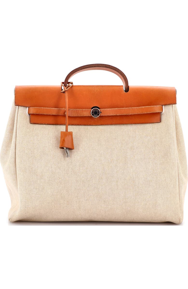 Pre-Owned Hermes Herbag Toile and Leather MM, Main, color, Ecru