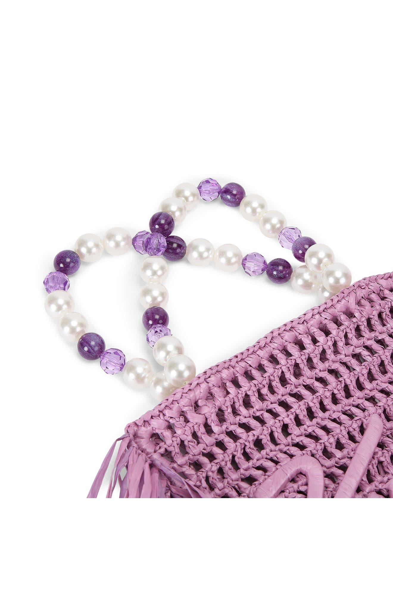 Kurt Geiger London Mini Raffia Fringe Tote, Alternate, color, Light/ Pastel Purple