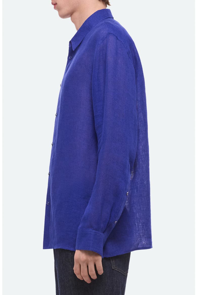 Relaxed Fit Linen Gauze Button-Up Shirt, Alternate, color, COBALT
