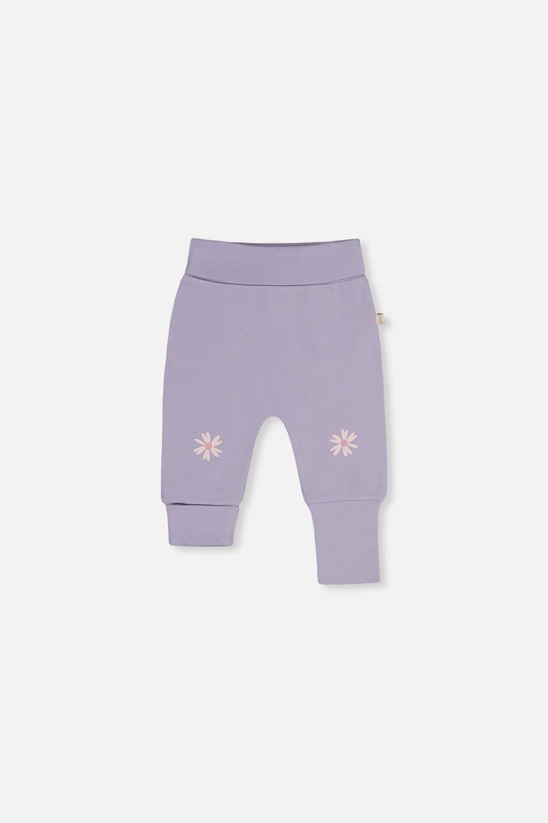 Organic Cotton Foldover Waist Flower Evolutive Pants, Main, color, Violet