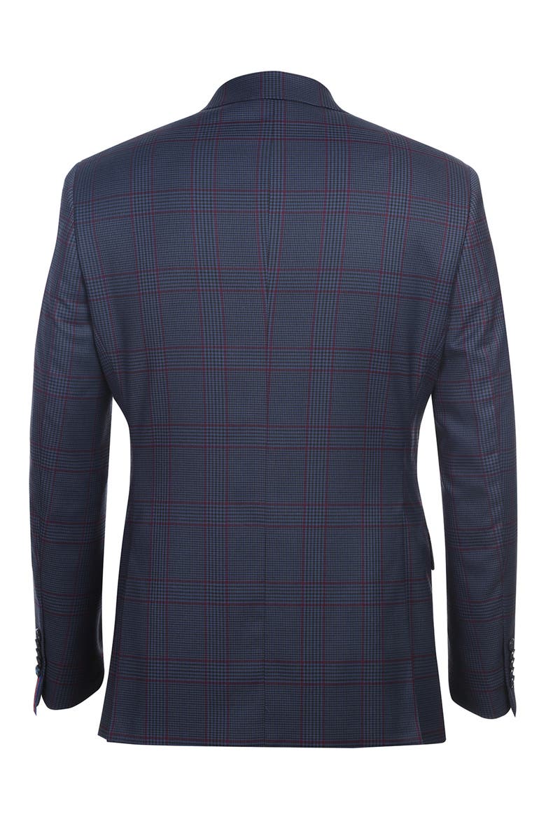 Plaid Two Button Peak Lapel Suit, Alternate, color, BLUE
