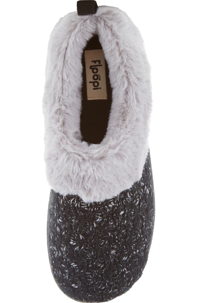 FLOOPI Knit Faux Fur Lined Slipper, Alternate, color, Black