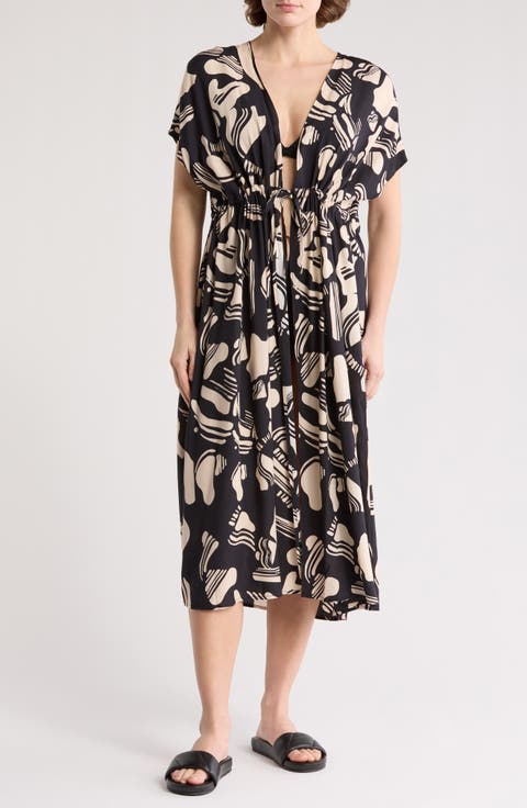 Floral Short Sleeve Cover-Up Dress
