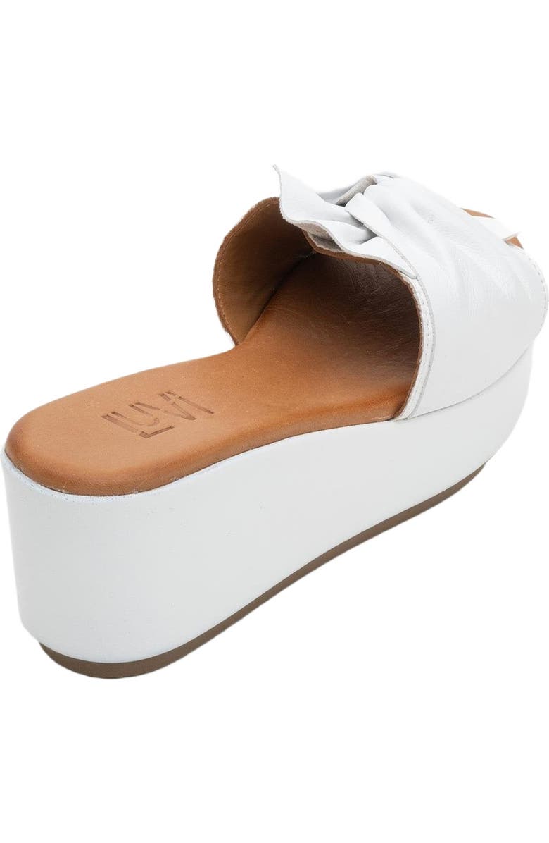 Forever & Always Shoes Syndra Bow Wedge Leather Sandal, Alternate, color, White Leather