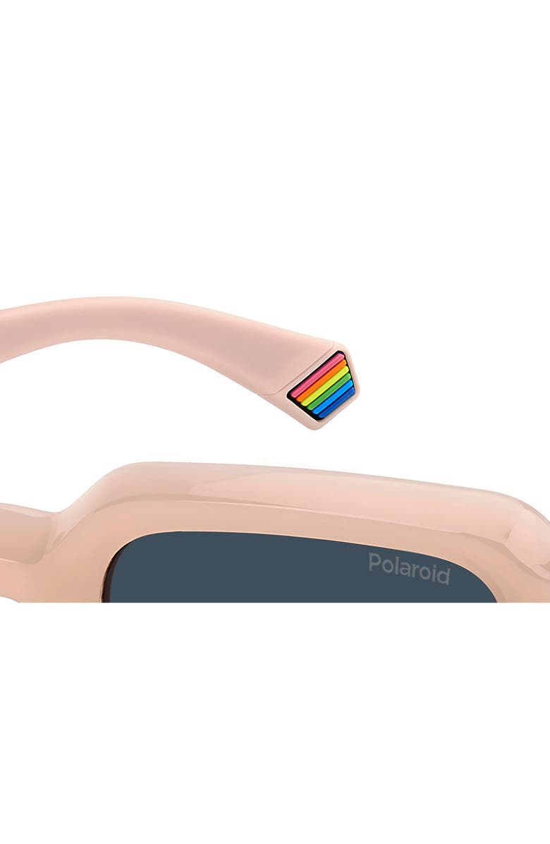 Polaroid 51mm Polarized Rectangular Sunglasses, Alternate, color, Beige/ Blue Polar