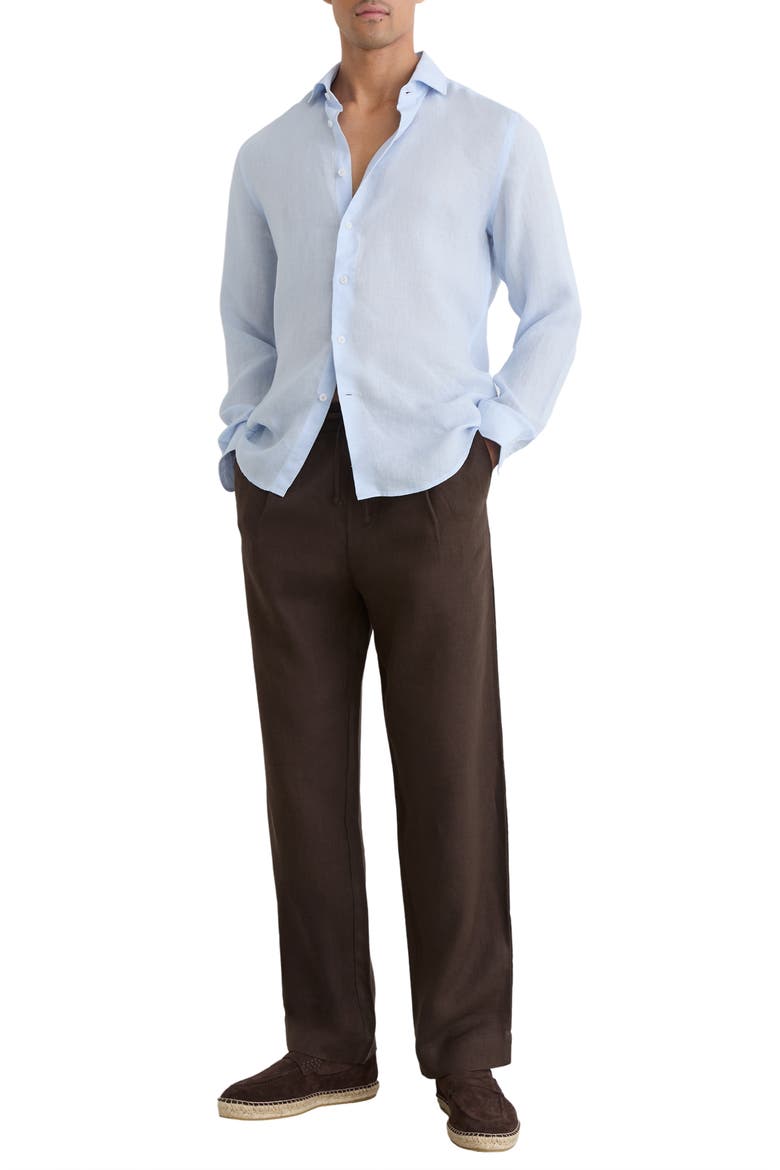 Ruban Linen Button-Up Shirt, Alternate, color, PALE BLUE