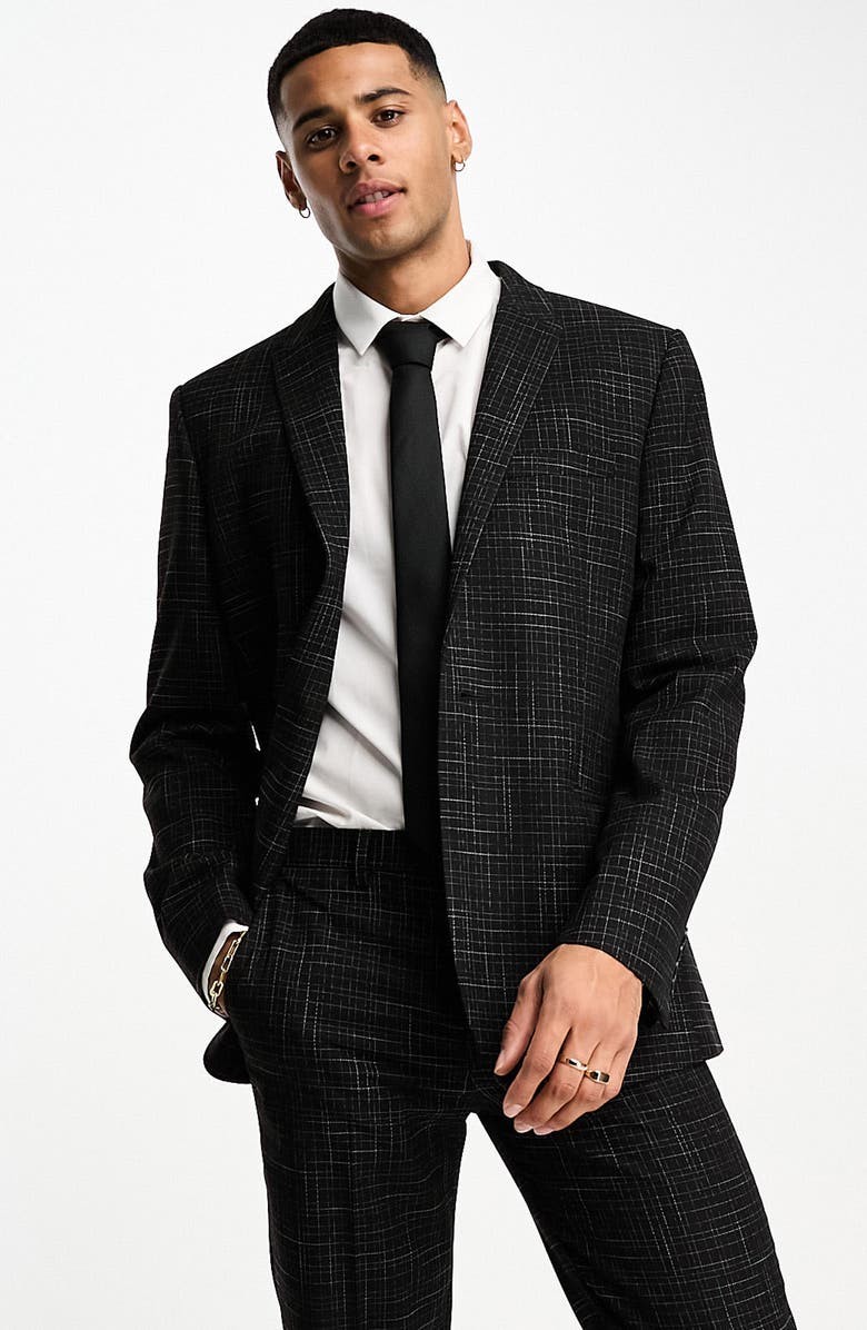 ASOS DESIGN Slim Fit Crosshatch Suit Jacket, Main, color, 