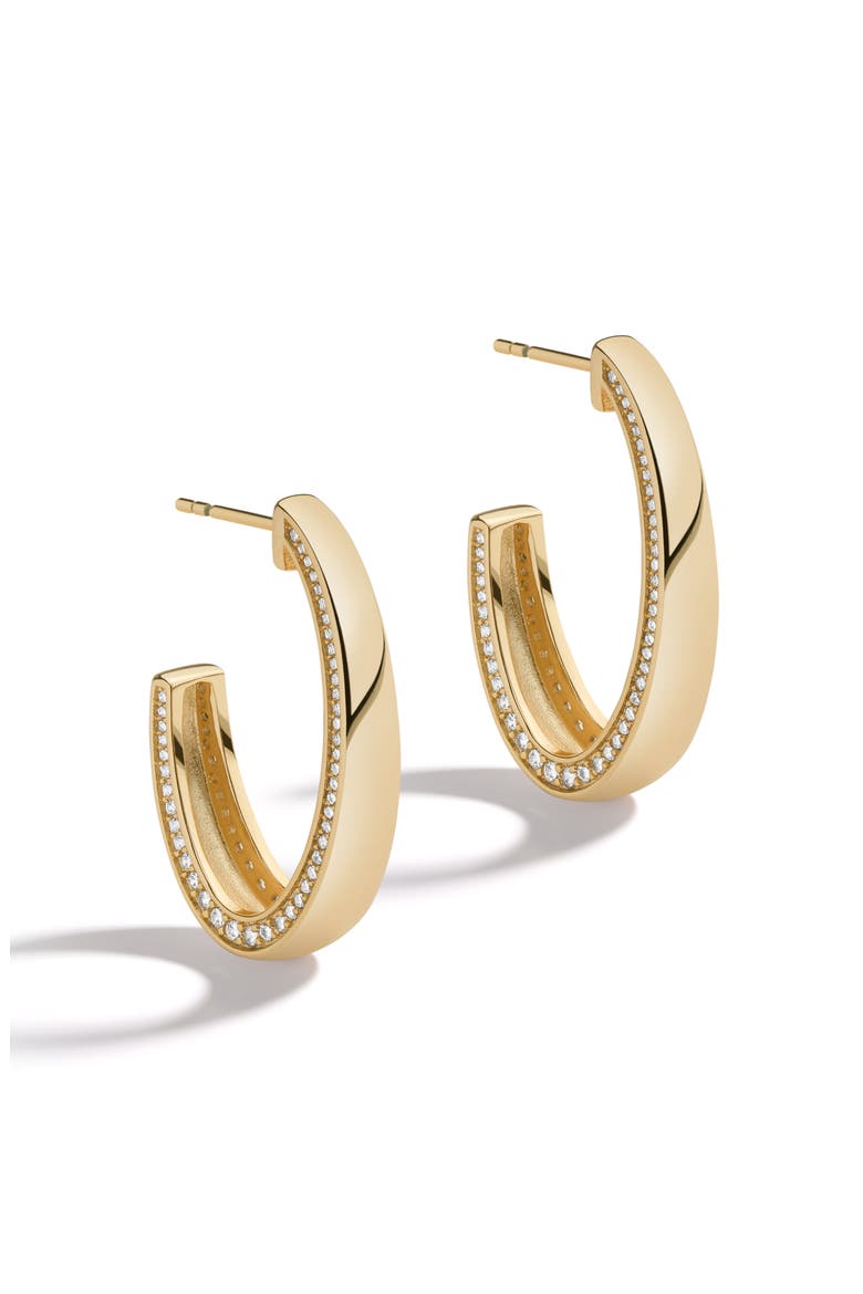 Edie Pavé Cubic Zirconia Hoop Earrings, Main, color, GOLD