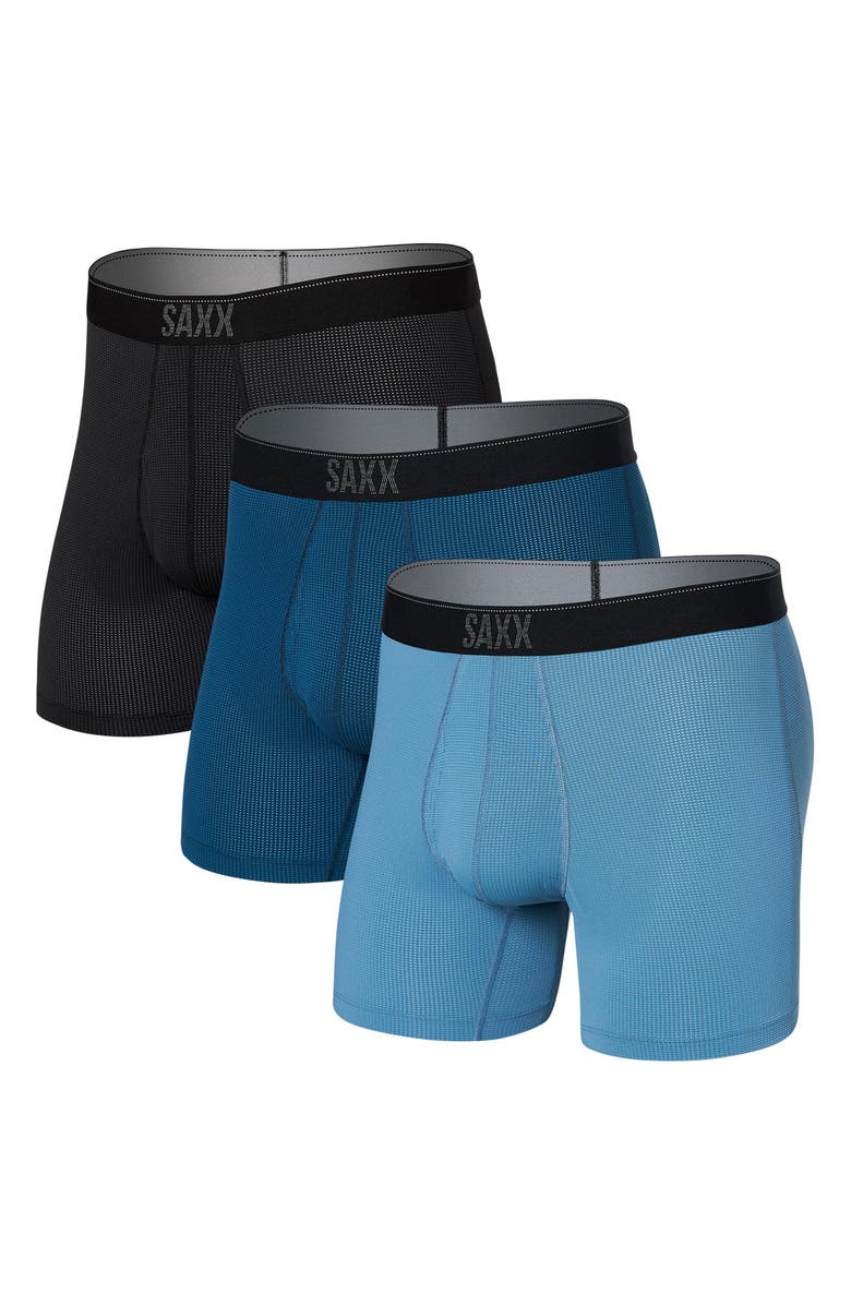 SAXX Assorted 3-Pack Quest Quick Dry Mesh Slim Fit Boxer Briefs, Main, color, Slate Anchr Teal Blk