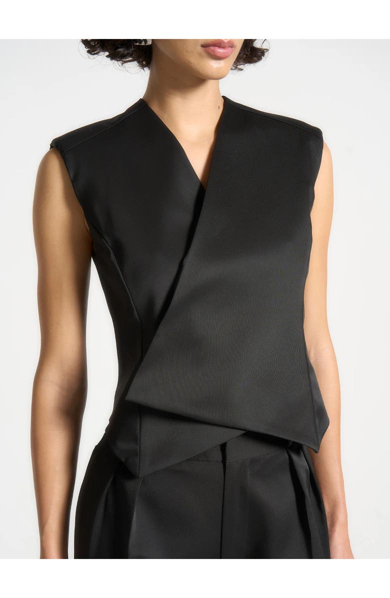 Manière De Voir Laurence Sateen Wrap Waistcoat, Alternate, color, Black