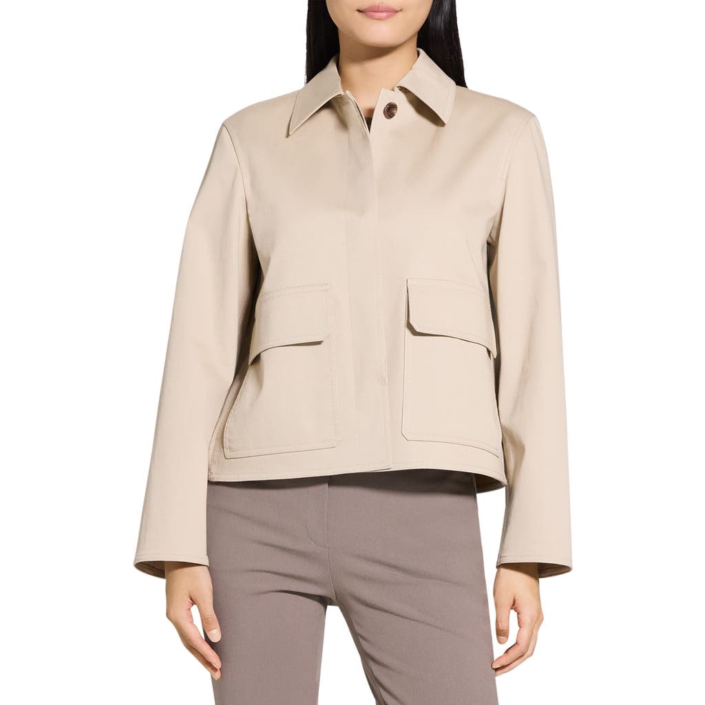Theory Boxy Jacket In Soft Taupe