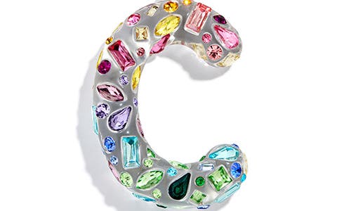 Baublebar Crystal Initial Key Ring Bag Charm In Gold