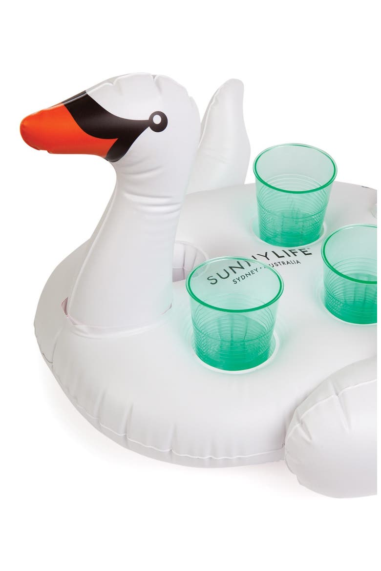 Inflatable Drink Holder Pool Float, Main, color, SWAN