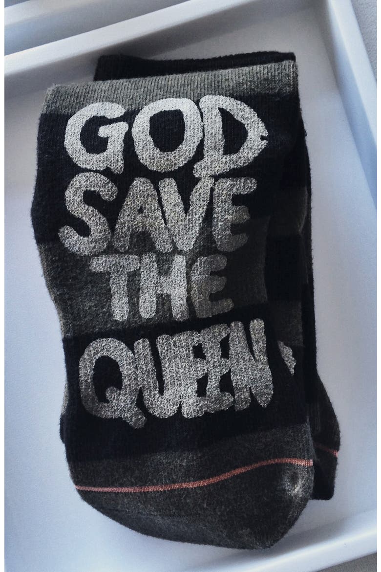 'Save the Queen' Boot Socks, Alternate, color, DARK OLIVE
