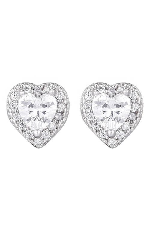 Adornia Cubic Zirconia Halo Heart Stud Earrings In Silver