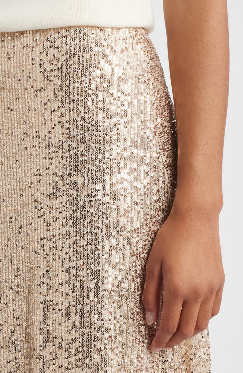 Anne Klein Pull-On Sequin Maxi Skirt, Alternate, color, Luxe Champagne