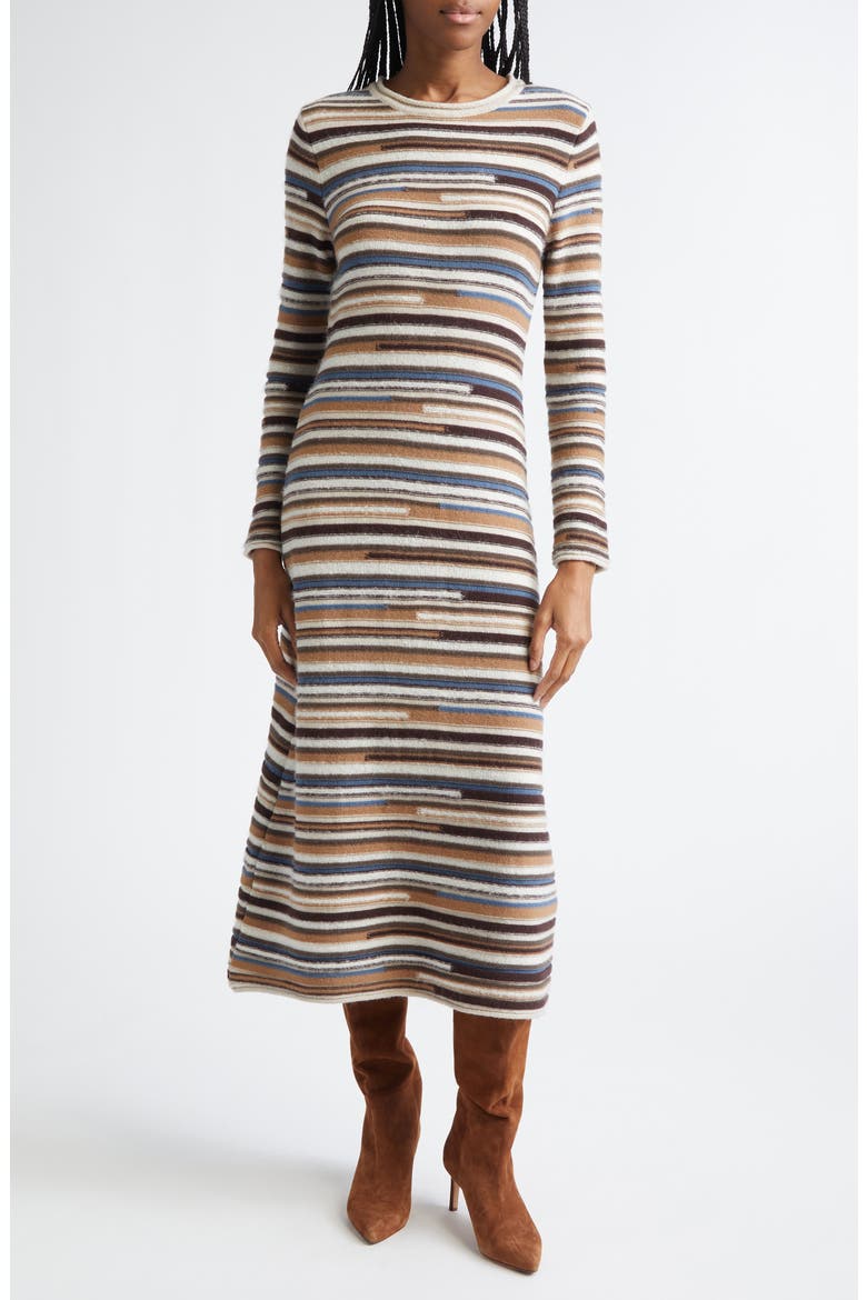 Veronica Beard Sanders Stripe Long Sleeve Maxi Sweater Dress