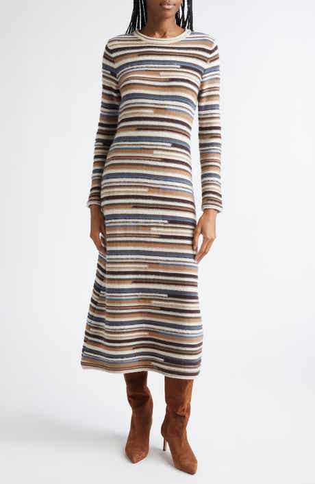 Veronica Beard Sanders Stripe Long Sleeve Maxi Sweater Dress