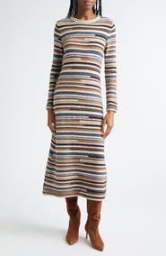 Veronica Beard Sanders Stripe Long Sleeve Maxi Sweater Dress