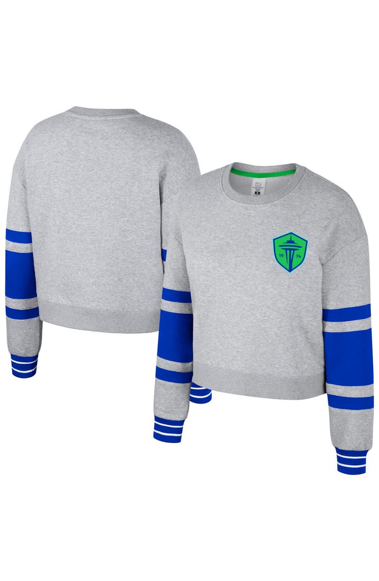 Stadium Essentials Women's Stadium Essentials Heather Gray Seattle Sounders FC Scrimmage Cropped Pullover Sweatshirt, Main, color, Heather Gray
