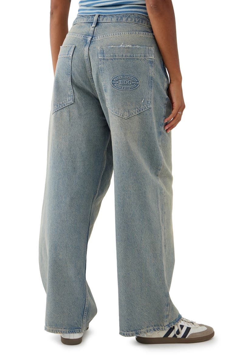 BDG Urban Outfitters Jaya Distressed Baggy Low Rise Wide Leg Jeans, Alternate, color, Light Smokey Blue