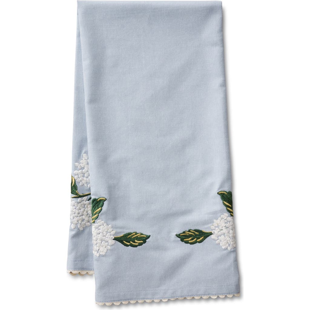 Rifle Paper Co . Hydrangea Embroidered Tea Towel In Blue