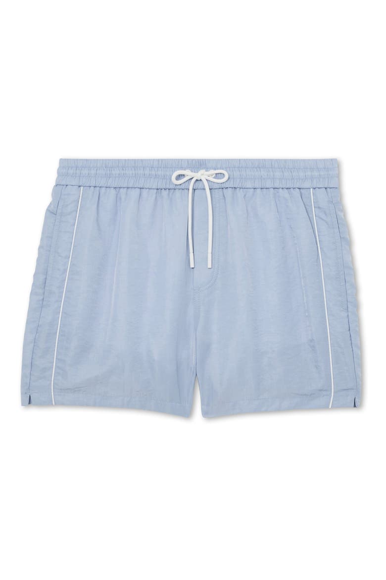 Breeze Piped Nylon Swim Trunks, Alternate, color, SOFT BLUE