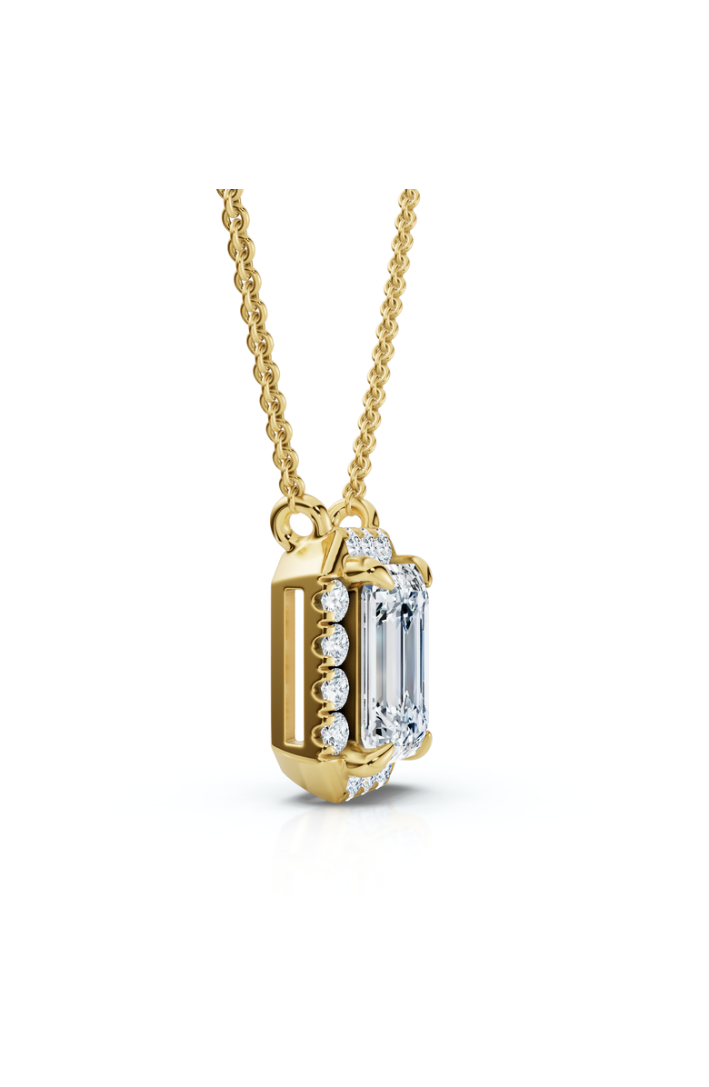 Bliss Diamond 3/4Ct Emerald Cut Diamond Halo Pendant 14k Gold 18" Necklace Lab Grown EF/VS, Main, color, Yellow Gold