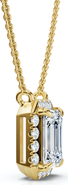 Bliss Diamond 3/4Ct Emerald Cut Diamond Halo Pendant 14k Gold 18" Necklace Lab Grown EF/VS