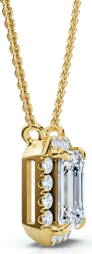 Bliss Diamond 3/4Ct Emerald Cut Diamond Halo Pendant 14k Gold 18" Necklace Lab Grown EF/VS