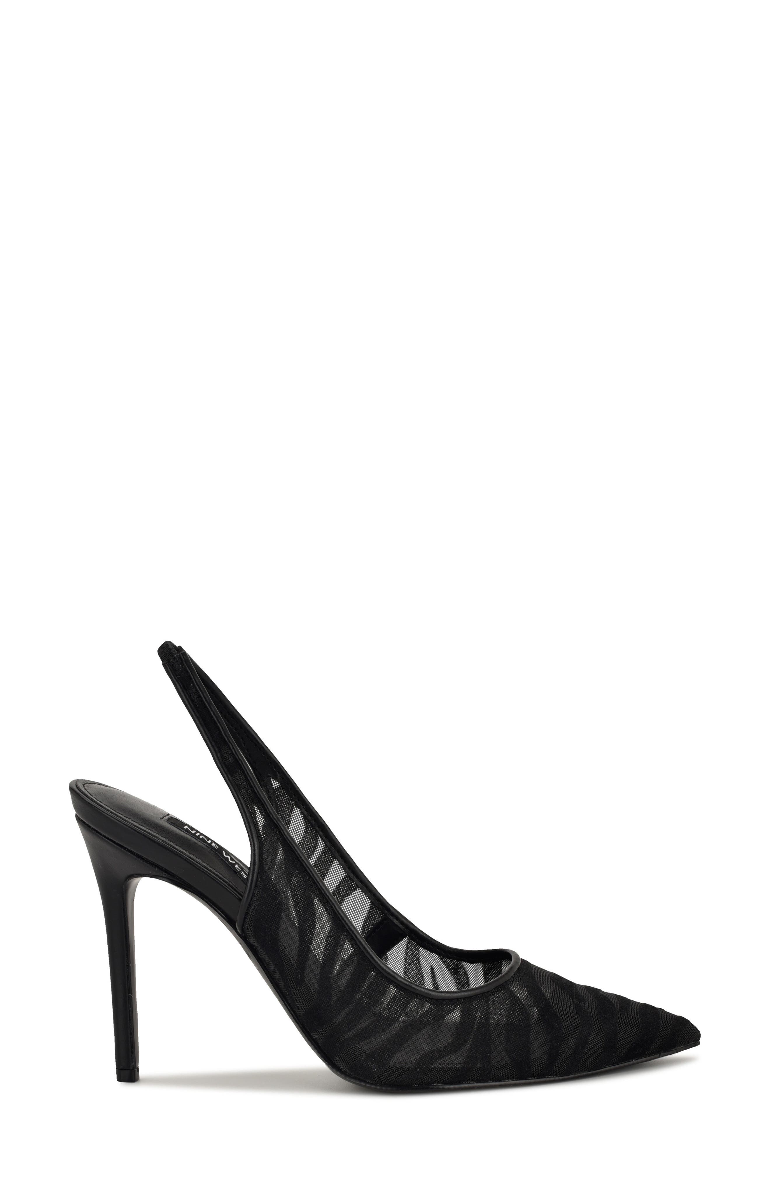 Nine West Feather Pointed Toe Slingback Pump, Alternate, color, Black