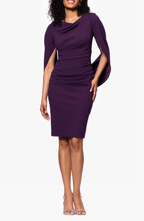 Drape Back Scuba Crepe Cocktail Dress