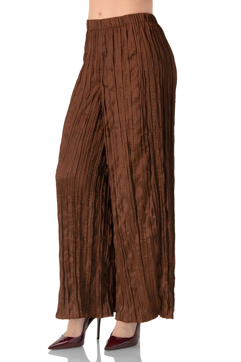Wide-Leg Brown Pleated Trousers, Alternate, color, Brown