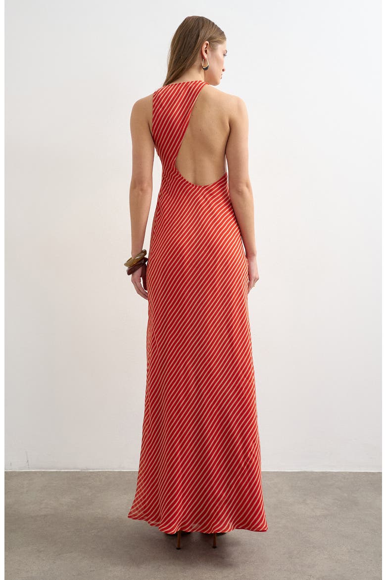 Beaded Stripe Halter Maxi Dress, Alternate, color, ORANGE