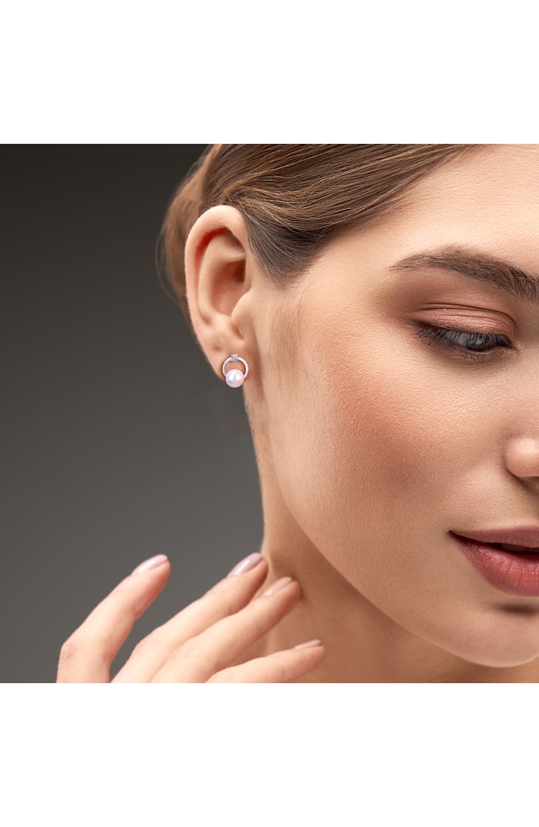 Julianna B. Cultured Pearl & Diamond Circle Earrings 10k, Alternate, color, Cultured Pearl