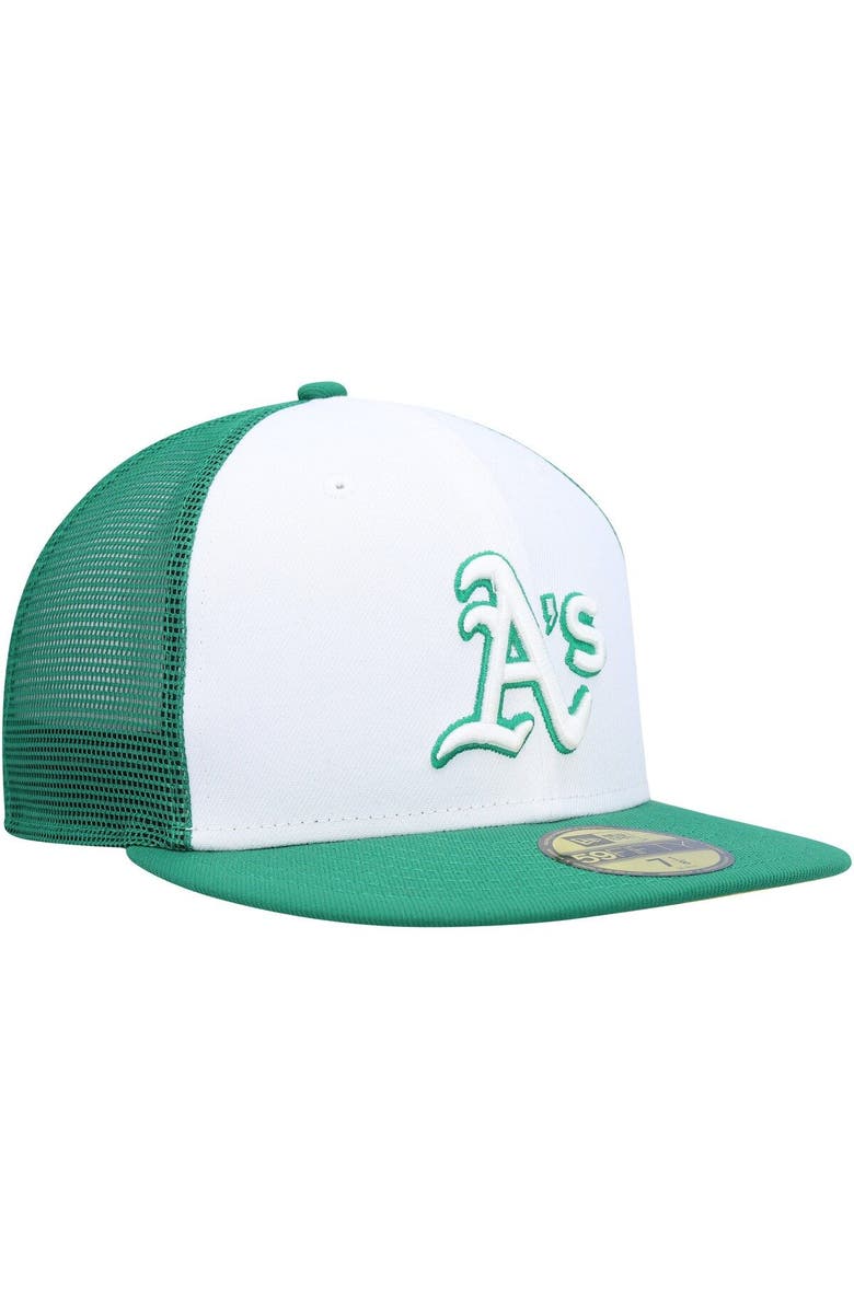 New Era Men's New Era White/Green Oakland Athletics 2023 On-Field Batting Practice 59FIFTY Fitted Hat, Alternate, color, White
