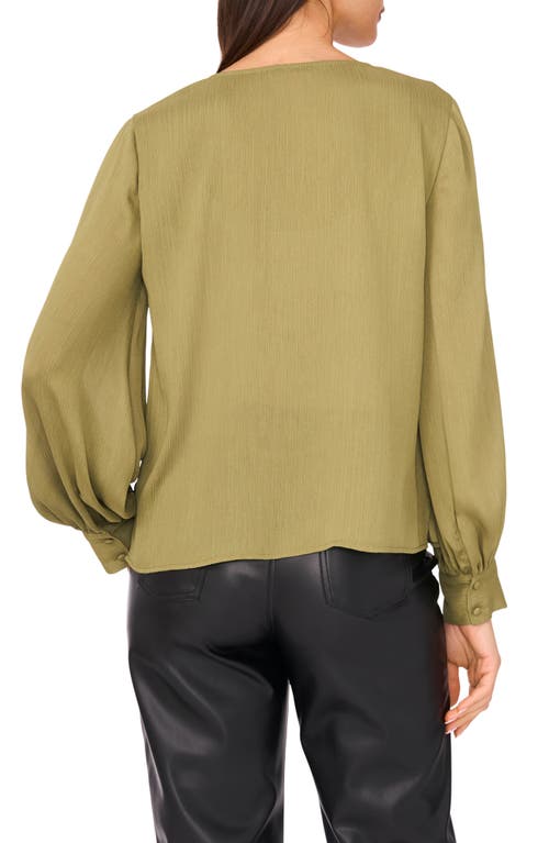 Vince Camuto Split Neck Satin Top In Green