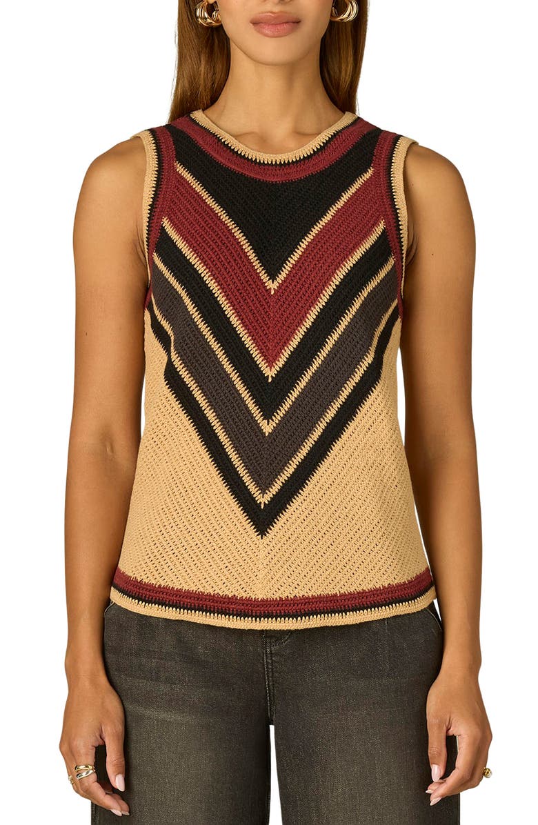 Wit & Wisdom Chevron Sleeveless Sweater, Main, color, Golden Beige/ Fired Brick