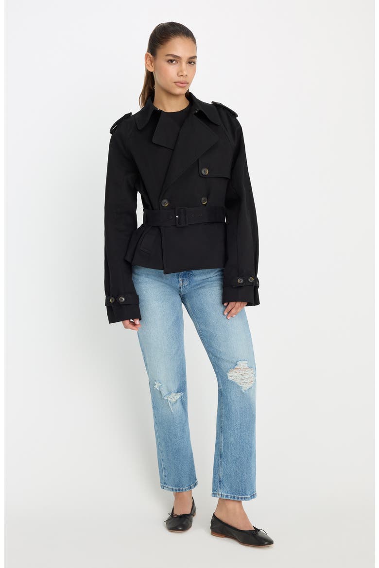 Crop Trench Jacket, Alternate, color, BLACK001